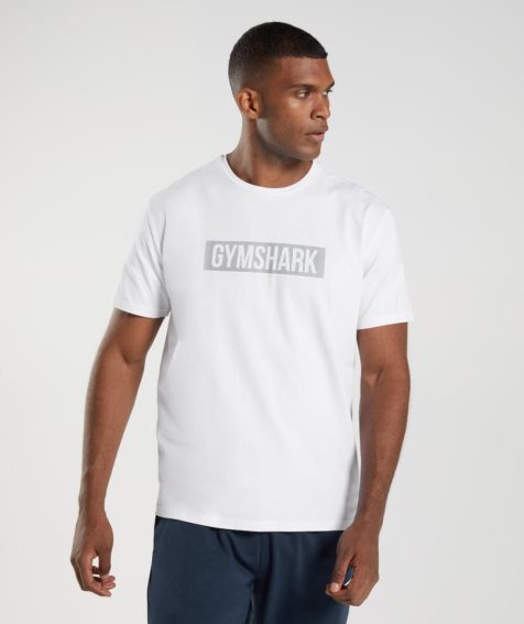 Camiseta Gymshark Block Hombre Blancos | MX 167UFX